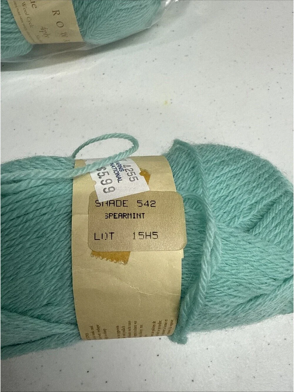 Rowan True 4-Ply Botany New Wool Yarn Shade Spearmint 3 Skein Lot